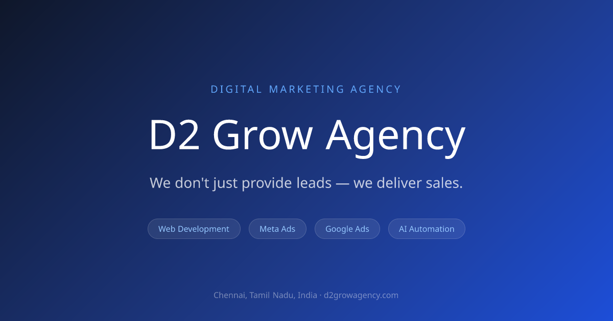 Custom Website Development Chennai | Next.js Developer | D2 Grow Agency
